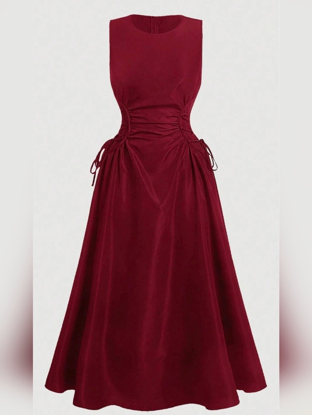 Sleeveless Burgundy Midi Dress with Side Tie